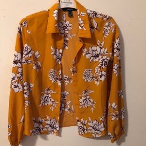 F21 Mustard Floral Blouse